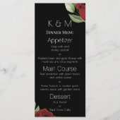 Menu Roses Rouges Élégantes sur Fond Noir (Devant)