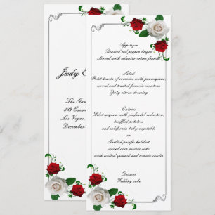 Menu Roses rouges et blanches Mariage de Noël