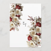Menu Roses Rouges Fleurs de Dogwood Blanc, Mariage Élég (Dos)
