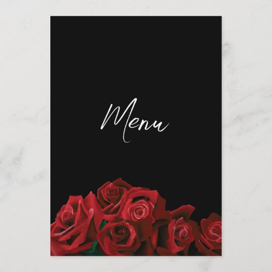 Menu Roses rouges Mariage noir blanc (Dos)