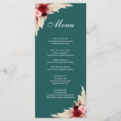 Menu Roses sarcelle et bordeaux et herbe des pampas (Devant)
