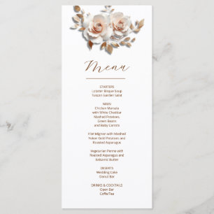 Menu Roses sculpturales 3D en or rose pour mariage