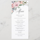 Menu Roses subtils d'aquarelle | Fleurs de mariage (Devant)