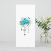 Menu Roses turquoise avec touches (Debout devant)