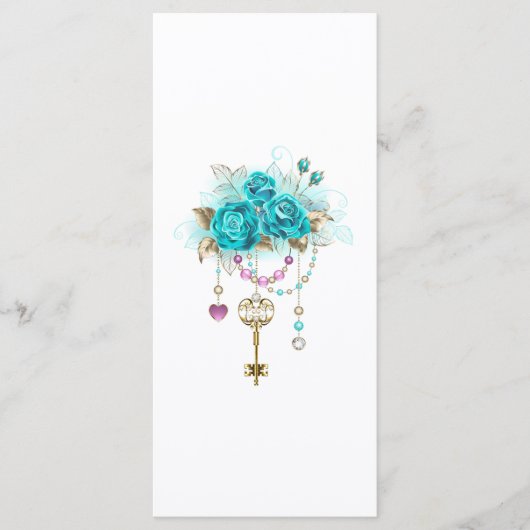 Menu Roses turquoise avec touches (Devant)
