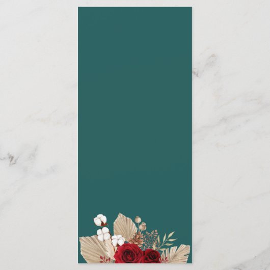 Menu Roses turquoises de Bourgogne et Grass Pampas (Dos)