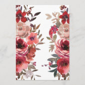 Menu Rouge Blush Floral Roses Mariage romantique (Dos)