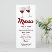 Menu Rouge Bourgogne Vins Verres de mariage (Debout devant)