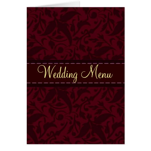 Menu rouge de mariage de brocard de damassé (Devant)