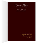 Menu rouge de mariage de brocard de damassé (Intérieur (Droit))
