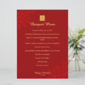 Menu Rouge Double bonheur floral mariage chinois (Debout devant)
