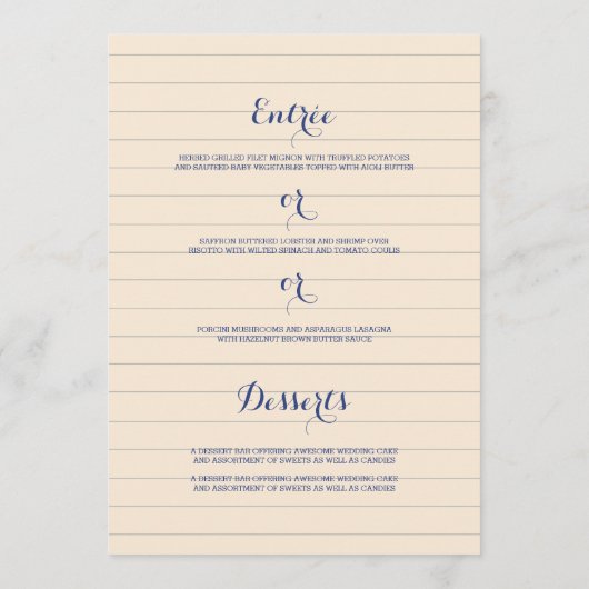 Menu rouge et bleu de mariage de chimie (Dos)