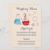 Menu rouge et bleu de mariage de chimie (Devant / Derrière)