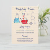 Menu rouge et bleu de mariage de chimie (Debout devant)