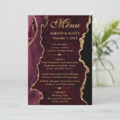 Menu Rouge et Or Faux Paillettes Agate Mariage (Debout devant)