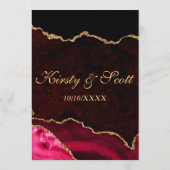 Menu Rouge et Or Mariage de Marbre d'agate Pailleté (Dos)