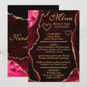 Menu Rouge et Or Mariage de Marbre d'agate Pailleté (Devant / Derrière)