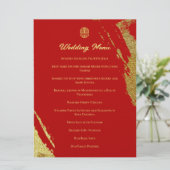Menu Rouge or calligraphie brosse trait mariage chinois (Debout devant)