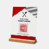 Menu Rouge QR Code sans contact pour restaurant (Angle)