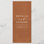 Menu Rouille + blanc élégant aquarelle peinte mariage (Dos)