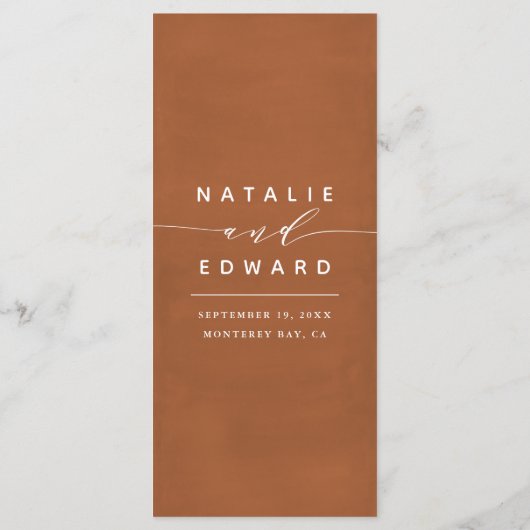 Menu Rouille + blanc élégant aquarelle peinte mariage (Dos)