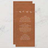 Menu Rouille + blanc élégant aquarelle peinte mariage (Devant / Derrière)