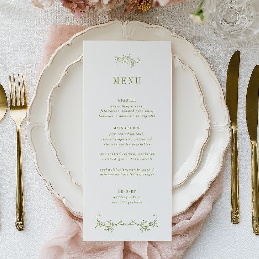 Menu ROWAN | Mariage Botanique Vert