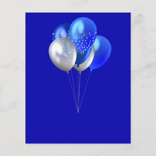 Menu royal bleu blanc ballons anniversaire (Dos)