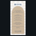 Menu Royal Blue Classic Retro Mariage<br><div class="desc">Conçu pour se coordonner avec notre collection minimaliste rustique, cette carte de menu personnalisable dispose de l'arche tendance et populaire avec une police classique sur un arrière - plan motif. Pour une personnalisation plus avancée de cette conception, par exemple la modification de la disposition, de la police ou de la...</div>