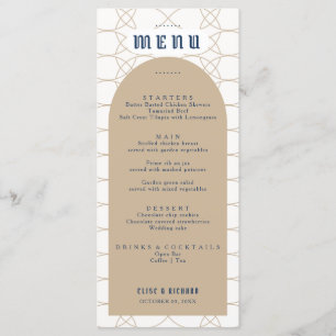 Menu Royal Blue Classic Retro Mariage