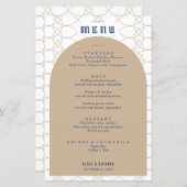 Menu Royal Blue Classic Retro Wedding (Voorkant / Achterkant)