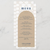 Menu Royal Blue Classic Retro Wedding (Voorkant / Achterkant)