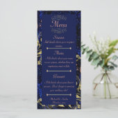 Menu Royal Blue Gold Butterfly Mariage (Debout devant)