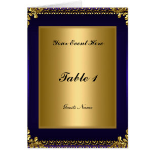Menu Royal Blue Gold Table Placement Card