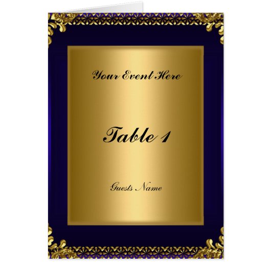 Menu Royal Blue Gold Table Placement Card (Devant)