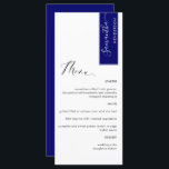 Menu Royal Blue, personnalisée avec nom d'hôte Elegant<br><div class="desc">Pourquoi dépenser en place cartes et cartes de menu quand vous pouvez avoir un élégant menu tout-en-un élégant personnalisé avec chaque nom d'invité, ou le nom de l'invité d'honneur! Contemporain, simple et élégant design avec belle calligraphie manuscrite moderne. Faites glisser sur le coin supérieur droit dans le ton bleu royal...</div>