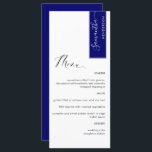 Menu Royal Blue, personnalisée avec nom d'hôte Elegant<br><div class="desc">Pourquoi dépenser en place cartes et cartes de menu quand vous pouvez avoir un élégant menu tout-en-un élégant personnalisé avec chaque nom d'invité, ou le nom de l'invité d'honneur! Contemporain, simple et élégant design avec belle calligraphie manuscrite moderne. Faites glisser sur le coin supérieur droit dans le ton bleu royal...</div>