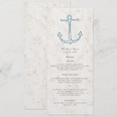 Menu Royal Blue Rustic Anchor Wedding (Voorkant / Achterkant)