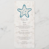 Menu Royal Blue Rustic Starfish Mariage (Devant)