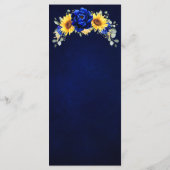 Menu Royal Blue Rustic Tournesol Moderne Floral Mariage (Dos)