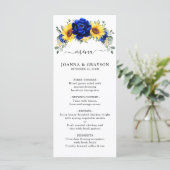 Menu Royal Blue Rustic Tournesol Moderne Floral Mariage (Debout devant)