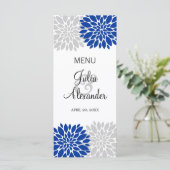 Menu Royal Blue Silver-Grey Floral Bural (Debout devant)