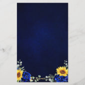Menu Royal Blue Sunflower Geometric Wedding (Achterkant)