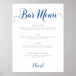 Menu Royal Blue Wedding Drinken Poster