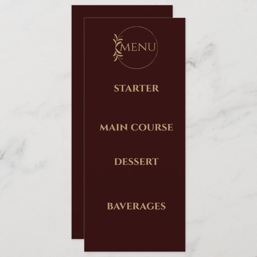 Menu Royal Deep Burgundy mariage (Devant / Derrière)