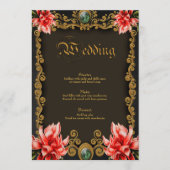 Menu Royal or et rouge design floral (Devant)