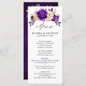 Menu Royal violet violet or Floral Mariage botanique (Devant / Derrière)