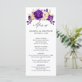 Menu Royal violet violet or Floral Mariage botanique (Debout devant)