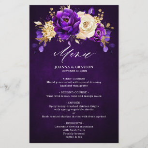 Menu Royal violet violet or Mariage botanique