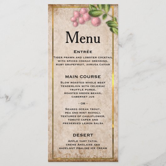 Menu roze bruiloft (Voorkant)